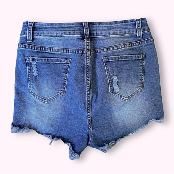 High Rise Destroyed Raw Hem Shorts Mind Code Sz M   27 - Picture 2 of 7